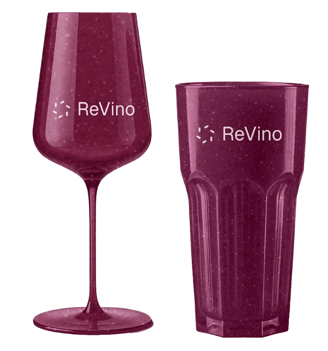 ReVino drinkware — wine glass and tumbler
